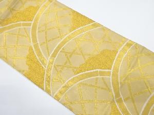 アンティーク　雲取りに竹格子模様織出し袋帯（材料）